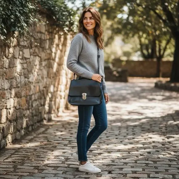 Patricia Nash Heritage Leather Satchel Crossbody Bag Black retro boho chic - Picture 5 of 12